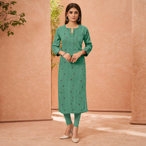 green-embroidered-pure-cotton-kurti-144780