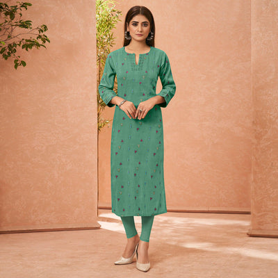 green-embroidered-pure-cotton-kurti-144780