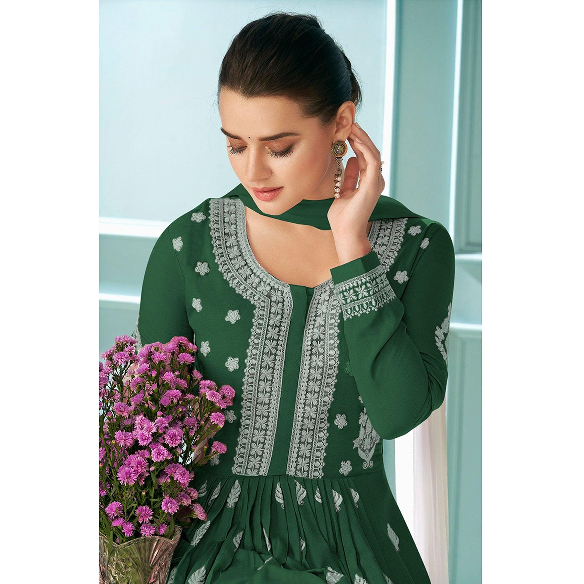green-embroidered-rayon-kurti-palazzo-suit-145277