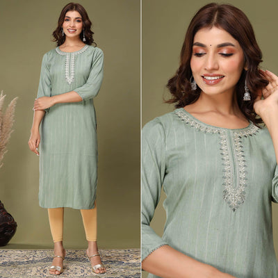 green-embroidered-rayon-kurti