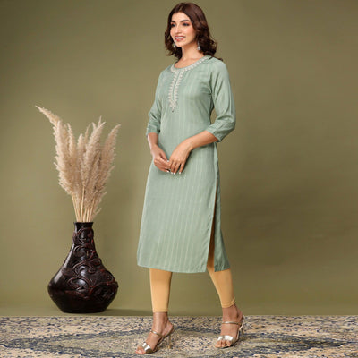 green-embroidered-rayon-kurti