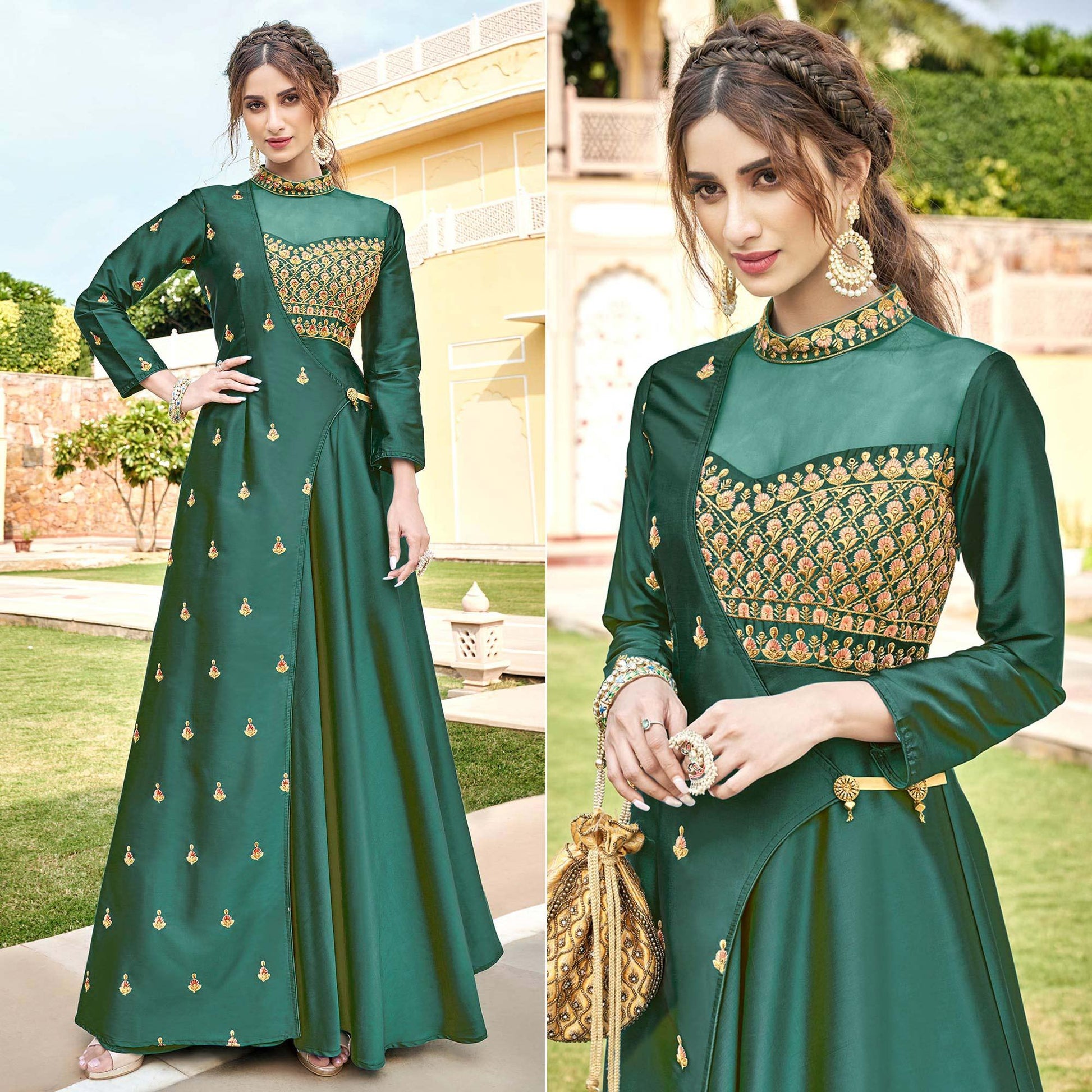 green-embroidered-tapetta-silk-gown