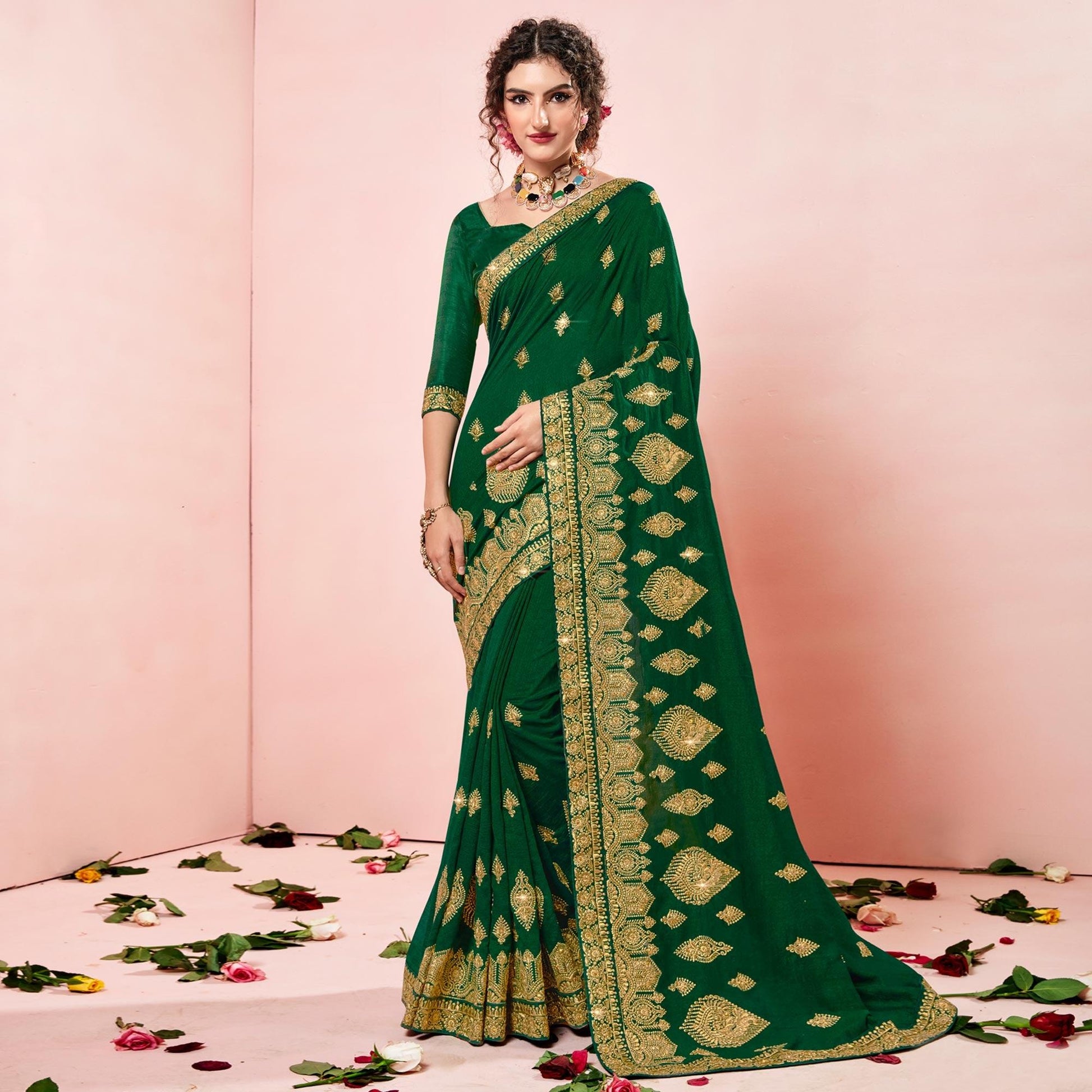 green-embroidered-vichitra-silk-saree-144864
