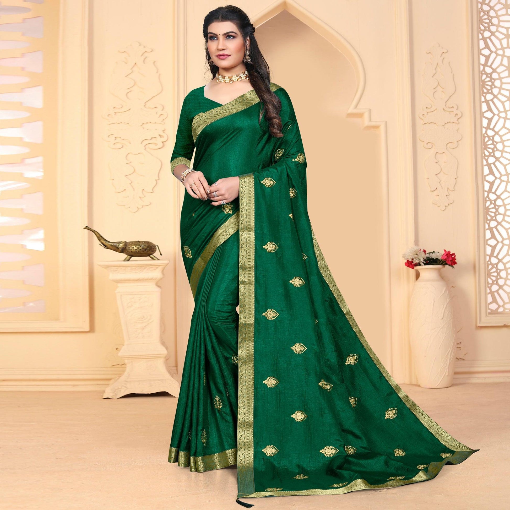 green-embroidered-vichitra-silk-saree-1