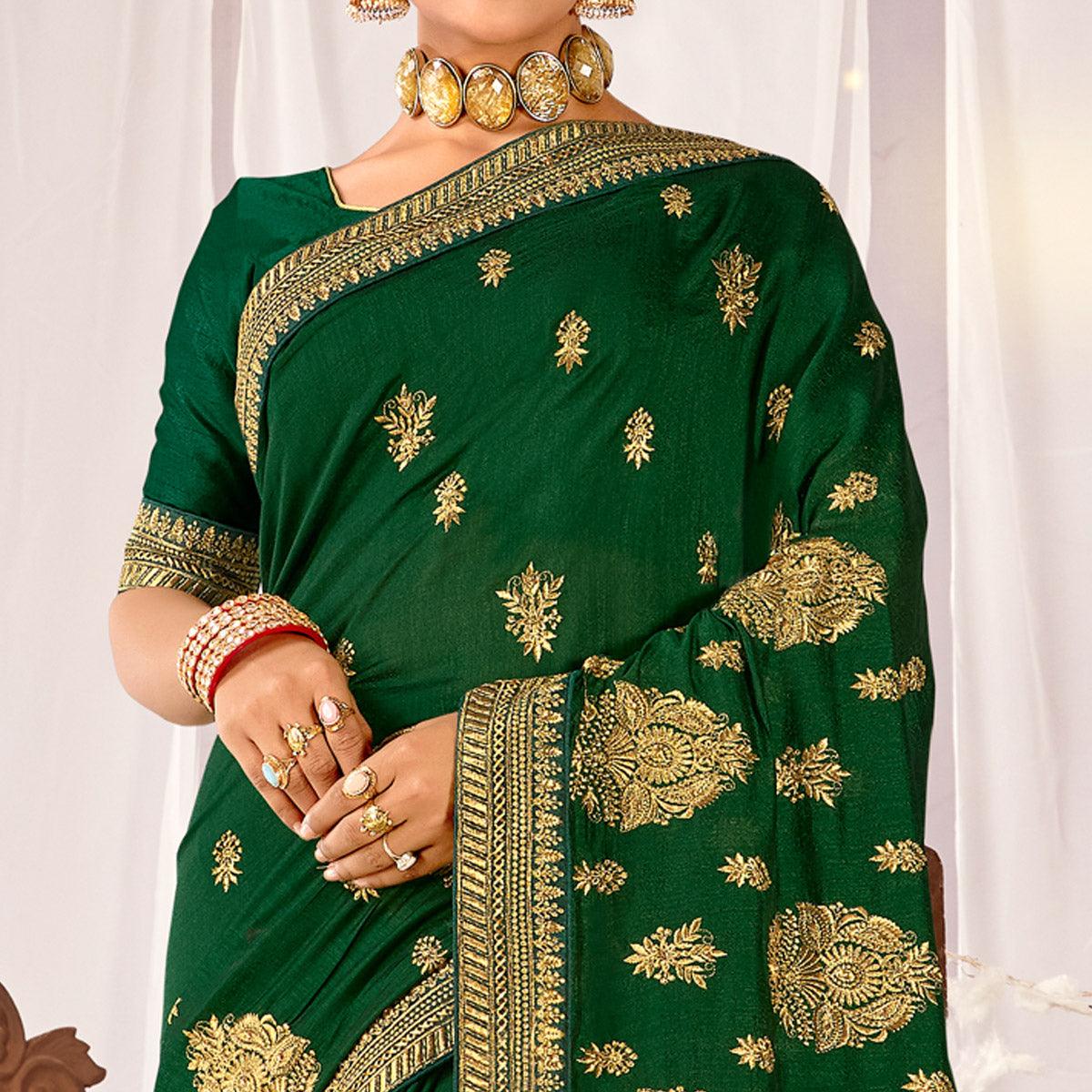 green-embroidered-vichitra-silk-saree