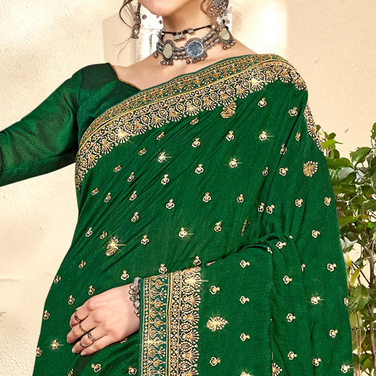 green-embroidered-vichitra-silk-saree-144873