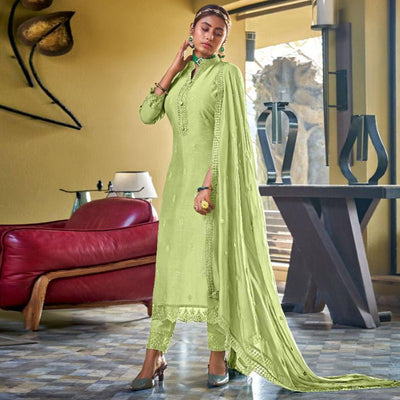 green-embroidered-viscose-kurti-pant-set-143601