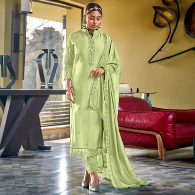 green-embroidered-viscose-kurti-pant-set-143601
