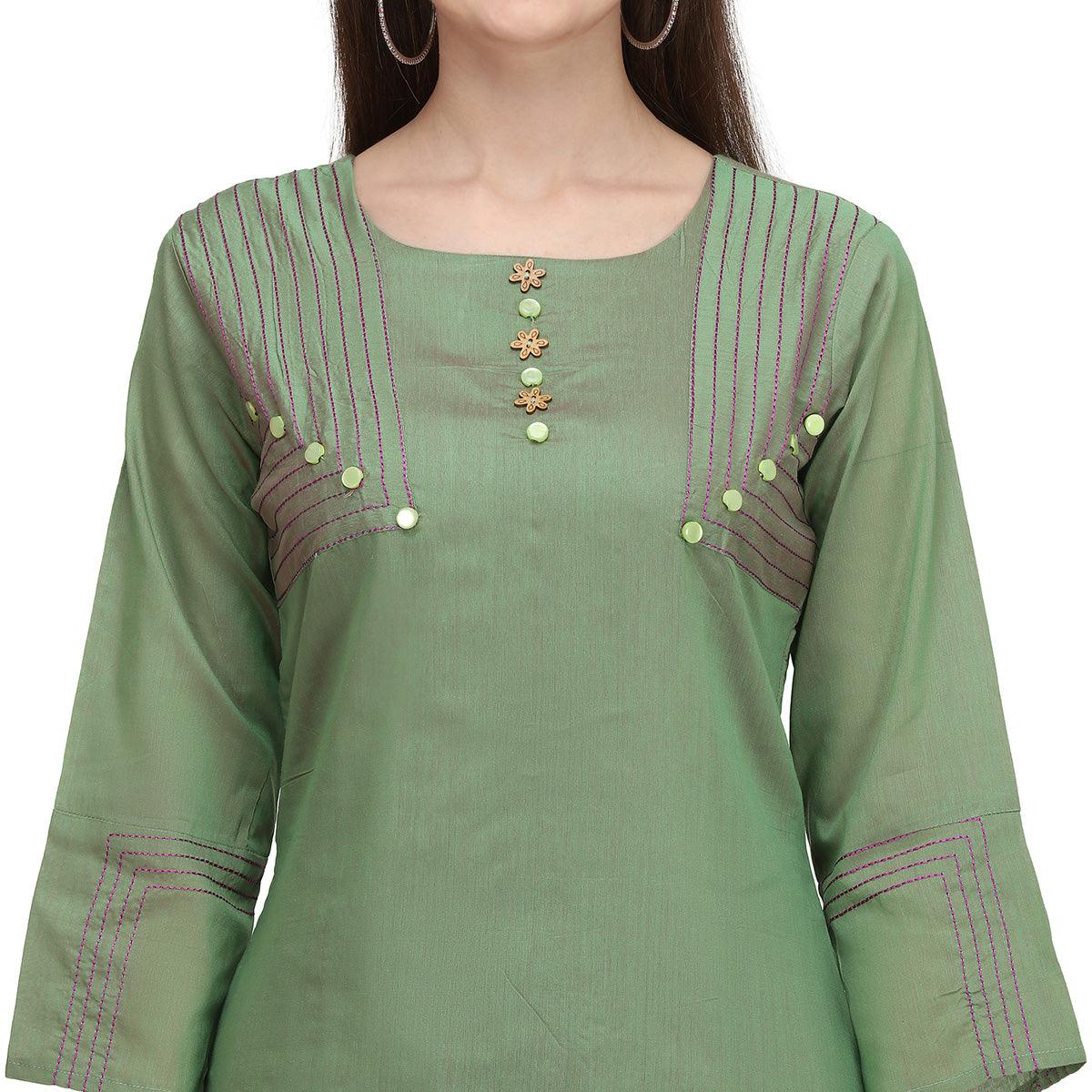 innovative-green-colored-partywear-embroidered-viscose-kurti-83359