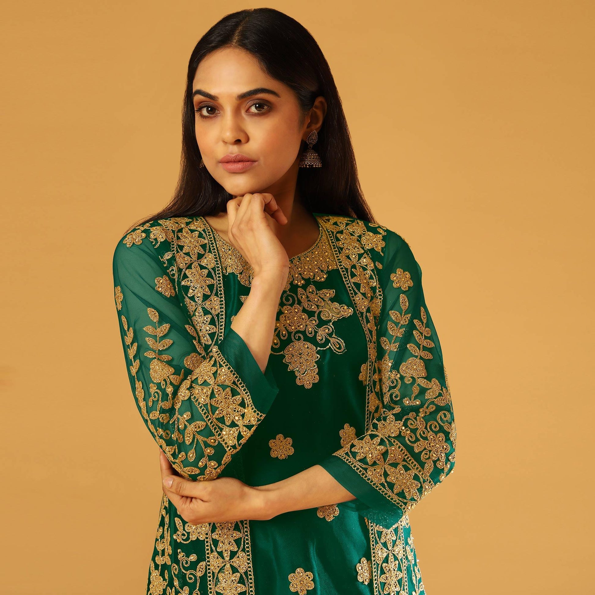 green-embroidery-cording-work-net-partywear-suit-with-koti-137255