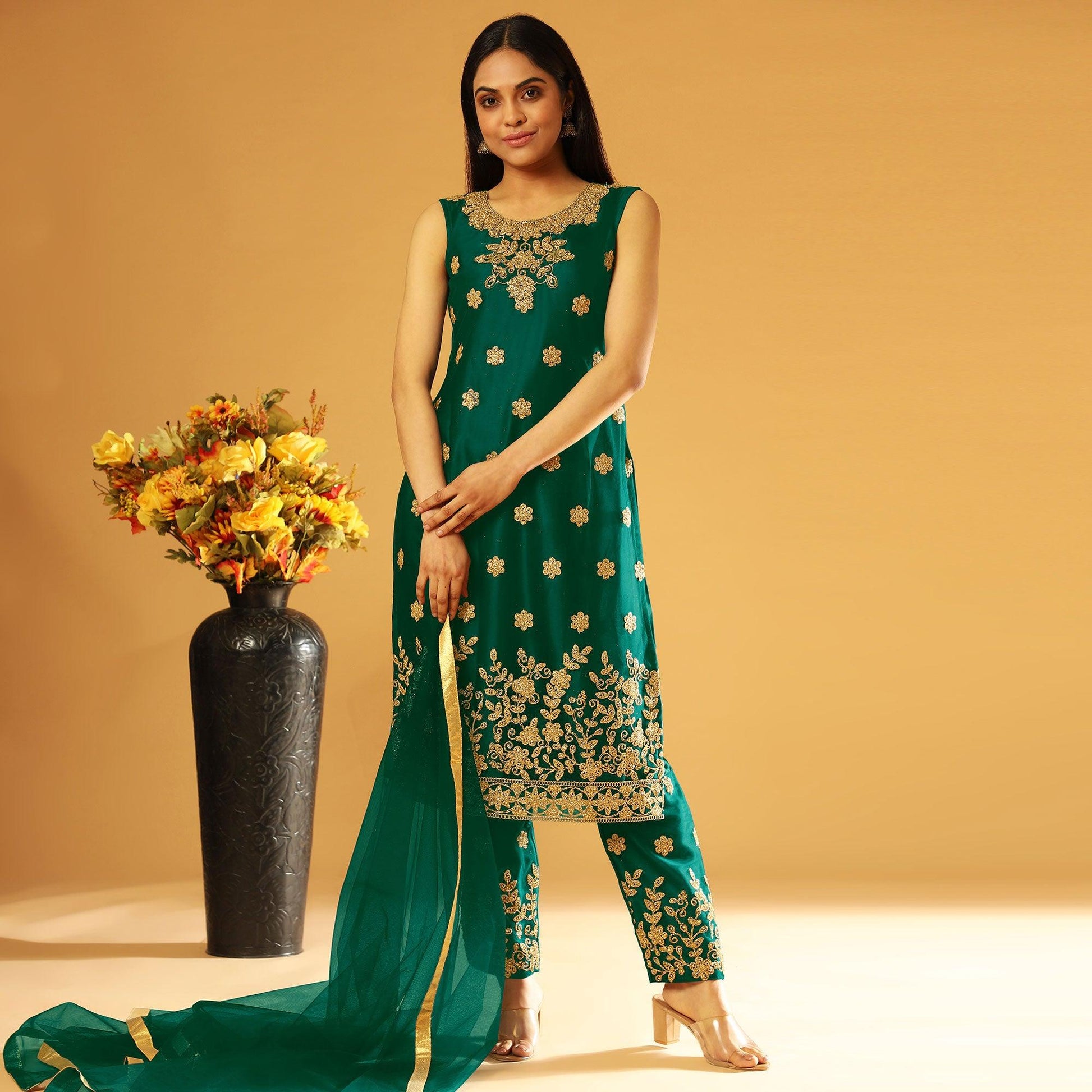 green-embroidery-cording-work-net-partywear-suit-with-koti-137255