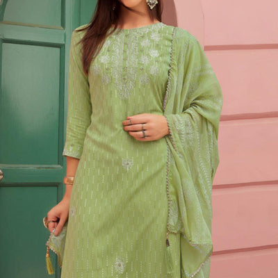 green-embroidery-with-printed-pure-cotton-kurti-pant-set