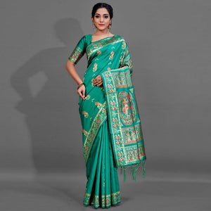 green-festive-art-silk-saree-with-unstitched-blouse-94112