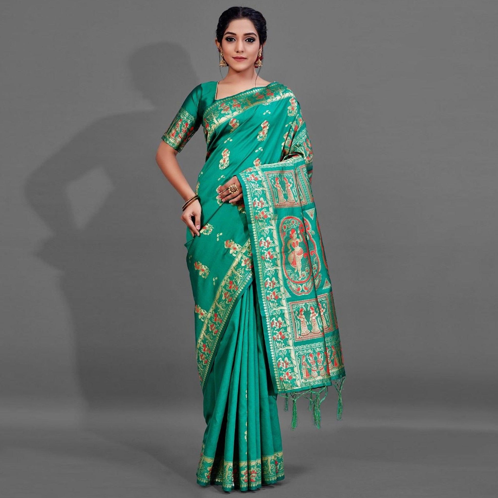 green-festive-art-silk-saree-with-unstitched-blouse-94112