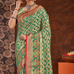 green-festive-wear-banarasi-woven-organza-saree-137762