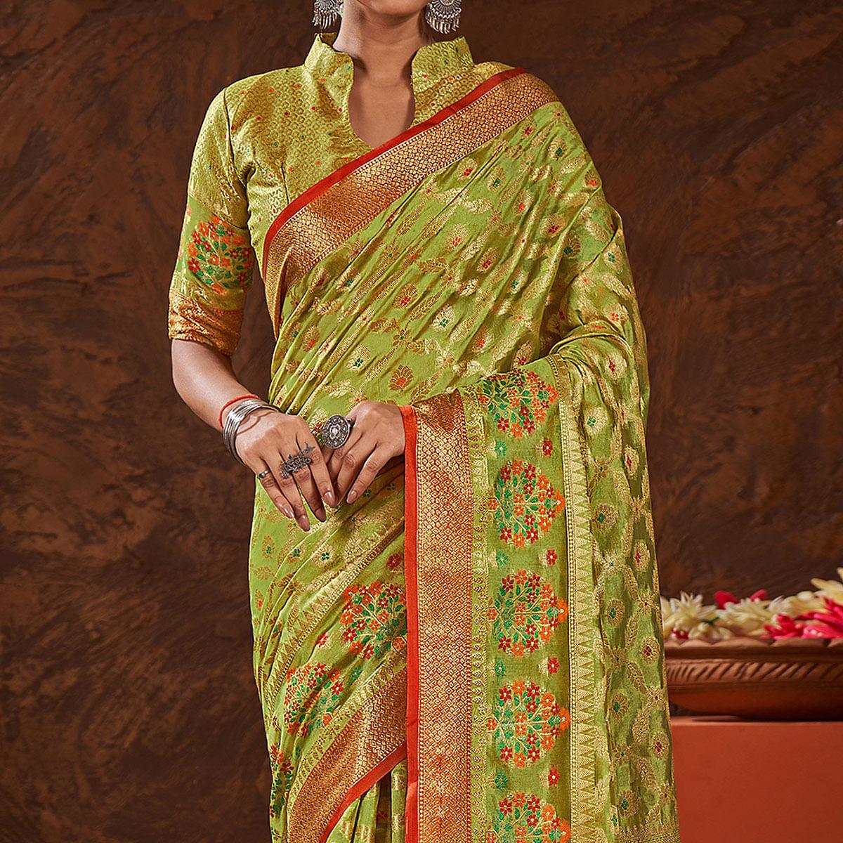 green-festive-wear-banarasi-woven-organza-saree-137763