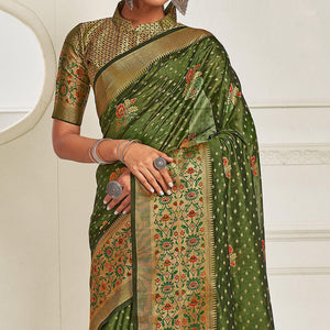 green-festive-wear-banarasi-woven-organza-saree-137766