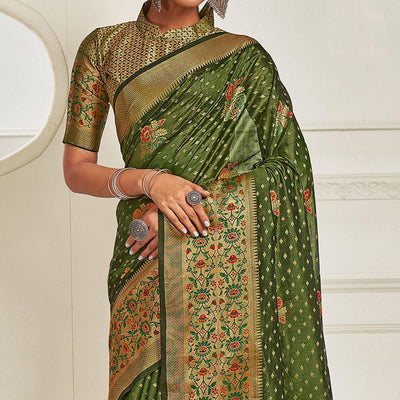 green-festive-wear-banarasi-woven-organza-saree-137766