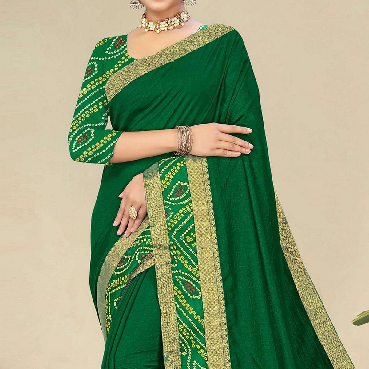 green-festive-wear-bandhani-printed-border-silk-designer-saree-141497