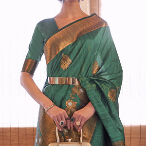 green-festive-wear-copper-zari-weaving-tussar-silk-saree-with-tassels-139731