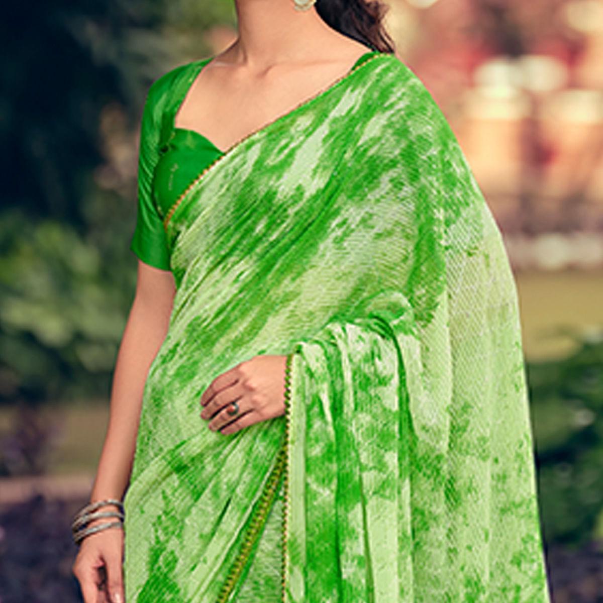 green-festive-wear-crochet-work-georgette-saree-127585