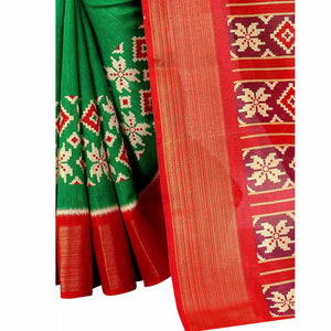 green-casual-wear-designer-hand-black-printed-cotton-linen-saree-110453