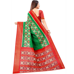 green-casual-wear-designer-hand-black-printed-cotton-linen-saree-110453