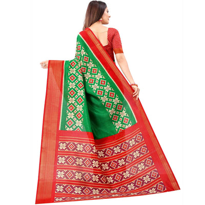 green-casual-wear-designer-hand-black-printed-cotton-linen-saree-110453