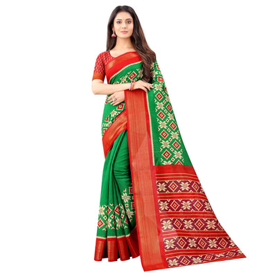 green-casual-wear-designer-hand-black-printed-cotton-linen-saree-110453