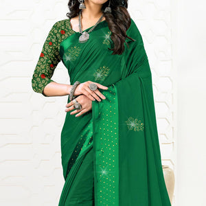 green-festive-wear-diamond-and-swarovski-soft-chiffon-satin-saree-137888