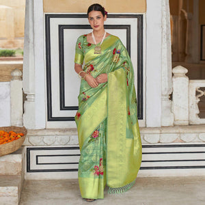 green-festive-wear-digital-printed-jacquard-silk-saree-129567