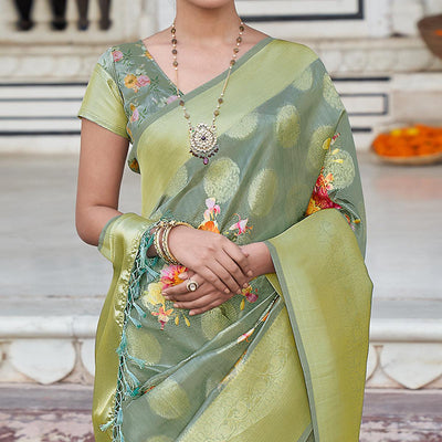 green-festive-wear-digital-printed-jacquard-silk-saree-129569