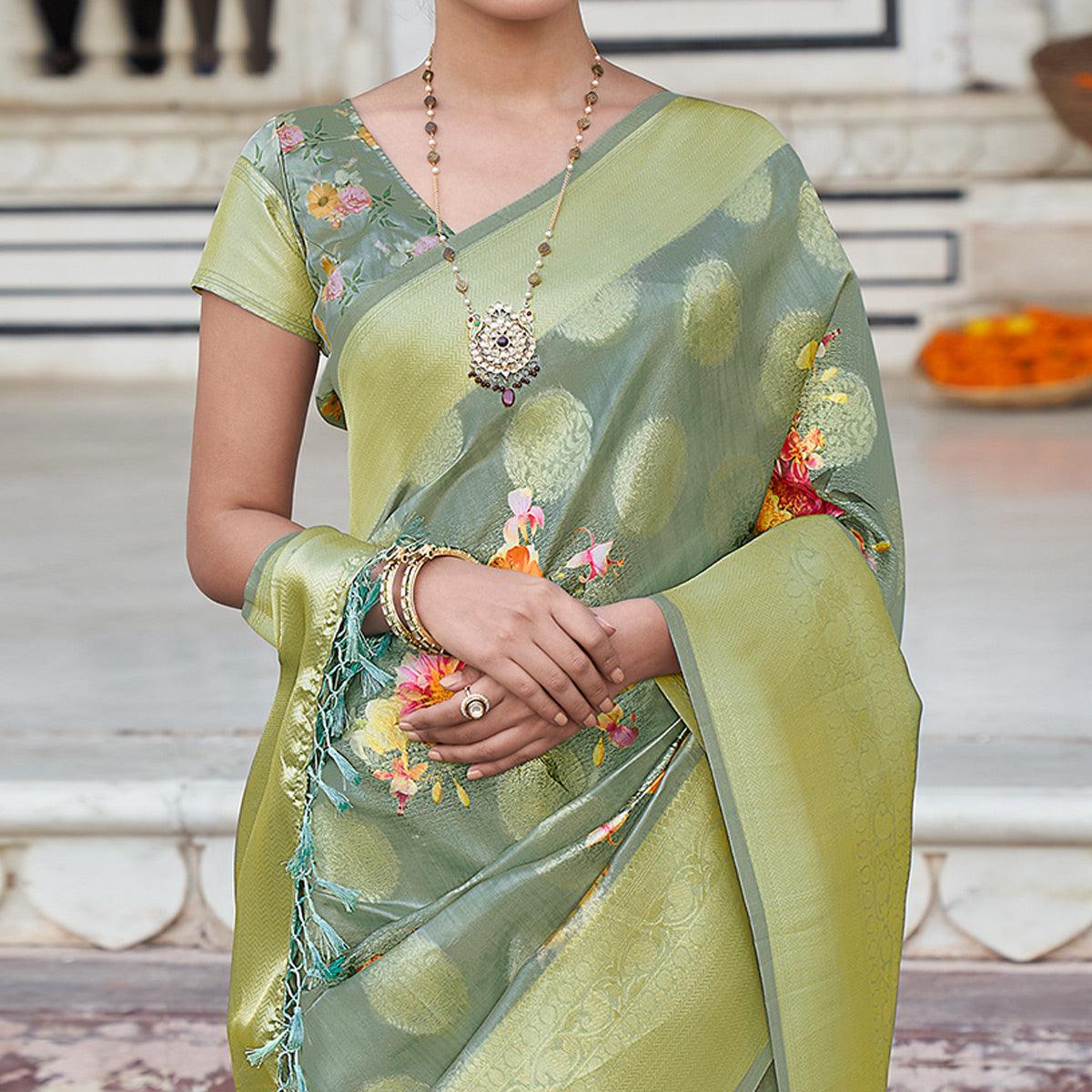green-festive-wear-digital-printed-jacquard-silk-saree-129569