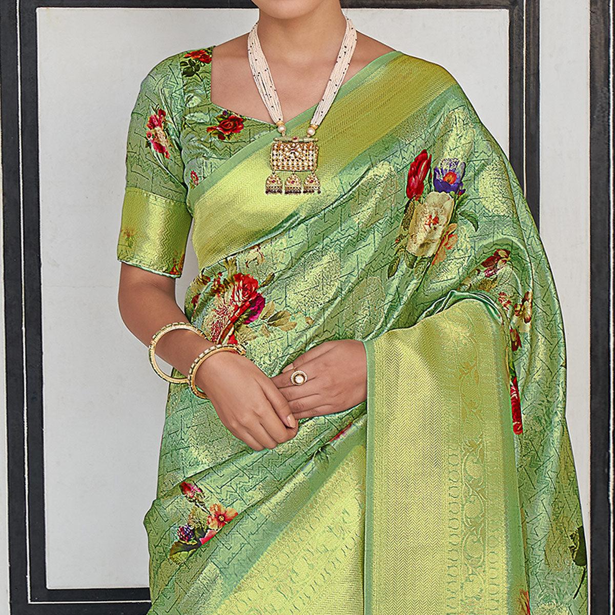 green-festive-wear-digital-printed-jacquard-silk-saree-129567