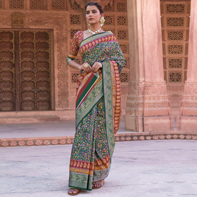 green-festive-wear-digital-printed-soft-silk-saree-with-viscose-zari-border-110768