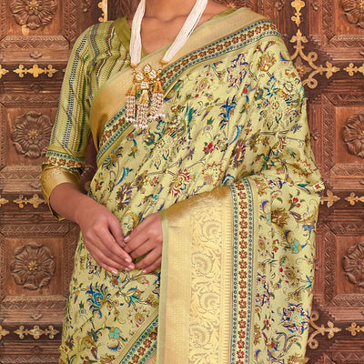 green-festive-wear-digital-printed-soft-silk-saree-with-viscose-zari-border-110766