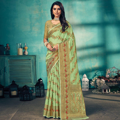 green-festive-wear-embellished-cotton-saree-141574
