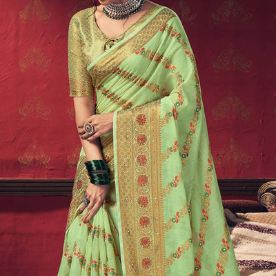 green-festive-wear-embellished-cotton-saree-141570