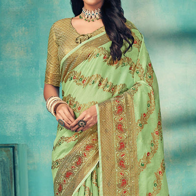 green-festive-wear-embellished-cotton-saree-141574