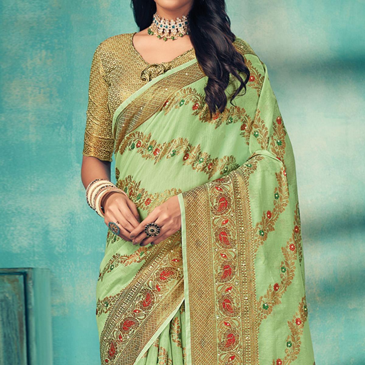 green-festive-wear-embellished-cotton-saree-141574