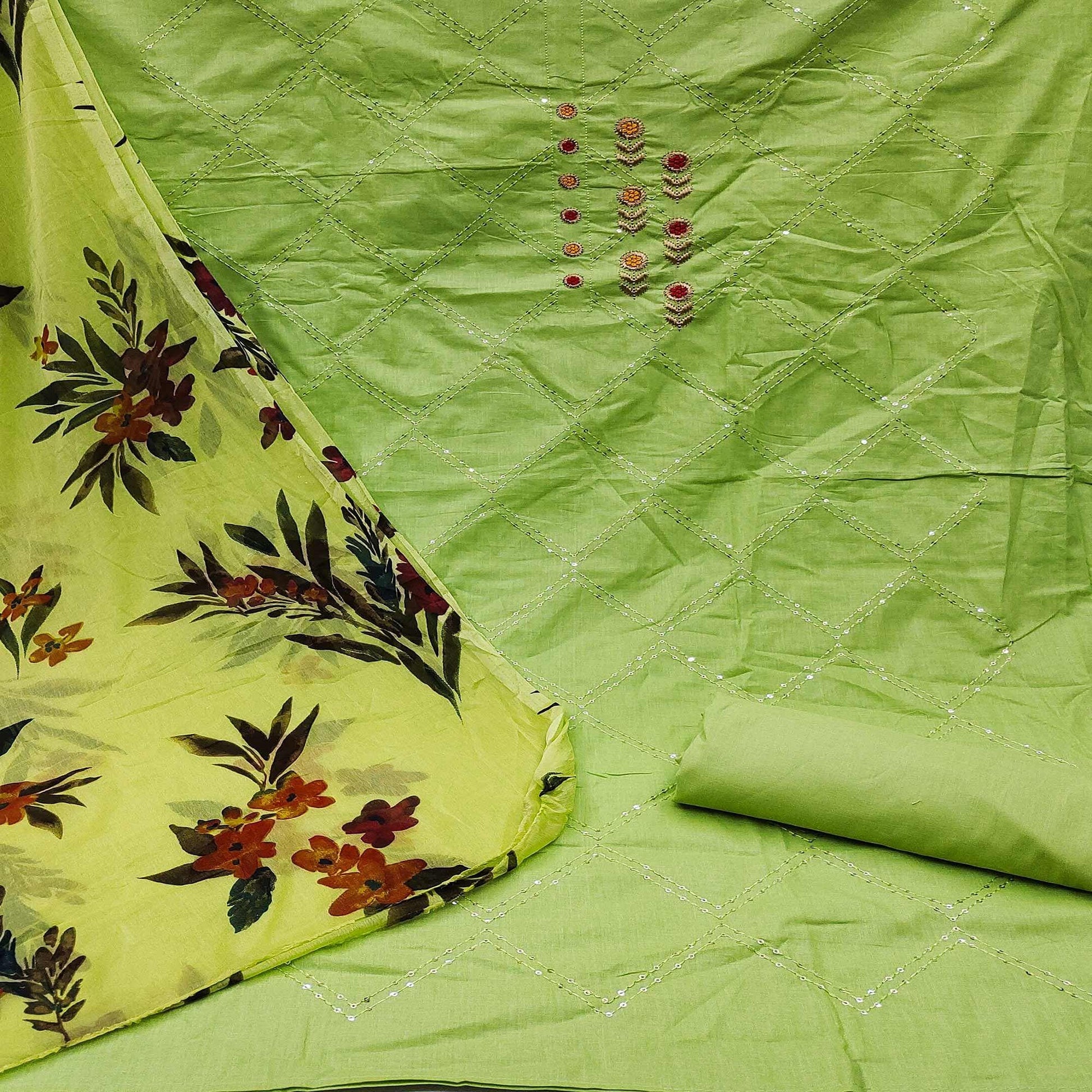 green-festive-wear-embellished-with-embroidered-cotton-dress-material-142121