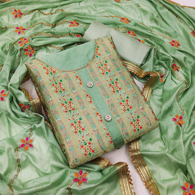green-festive-wear-embroidered-banarasi-jacquard-dress-material-130888