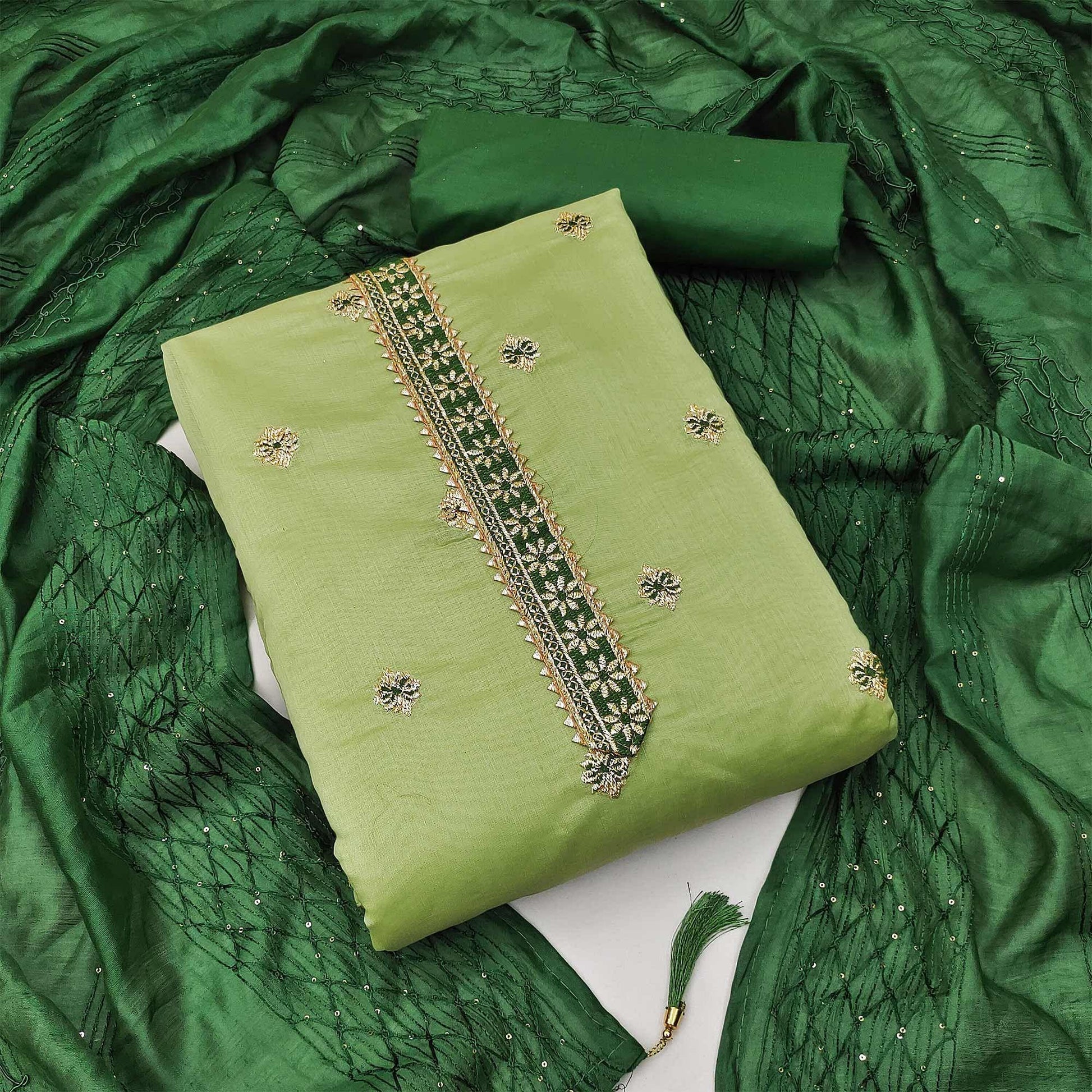 green-festive-wear-embroidered-chanderi-dress-material-142322