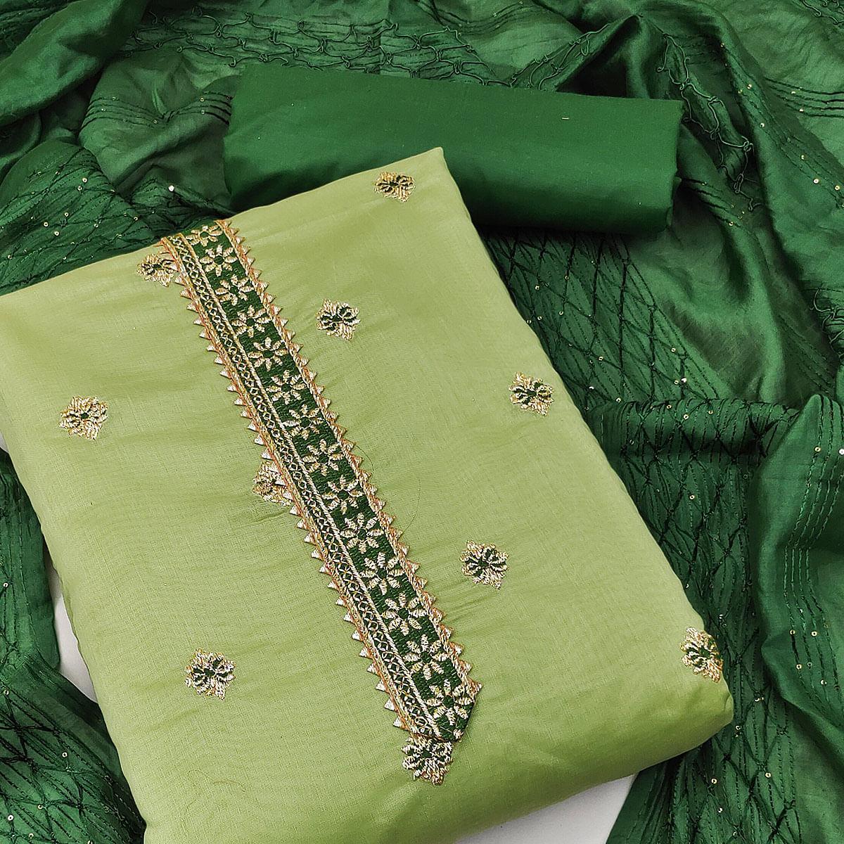 green-festive-wear-embroidered-chanderi-dress-material-142322