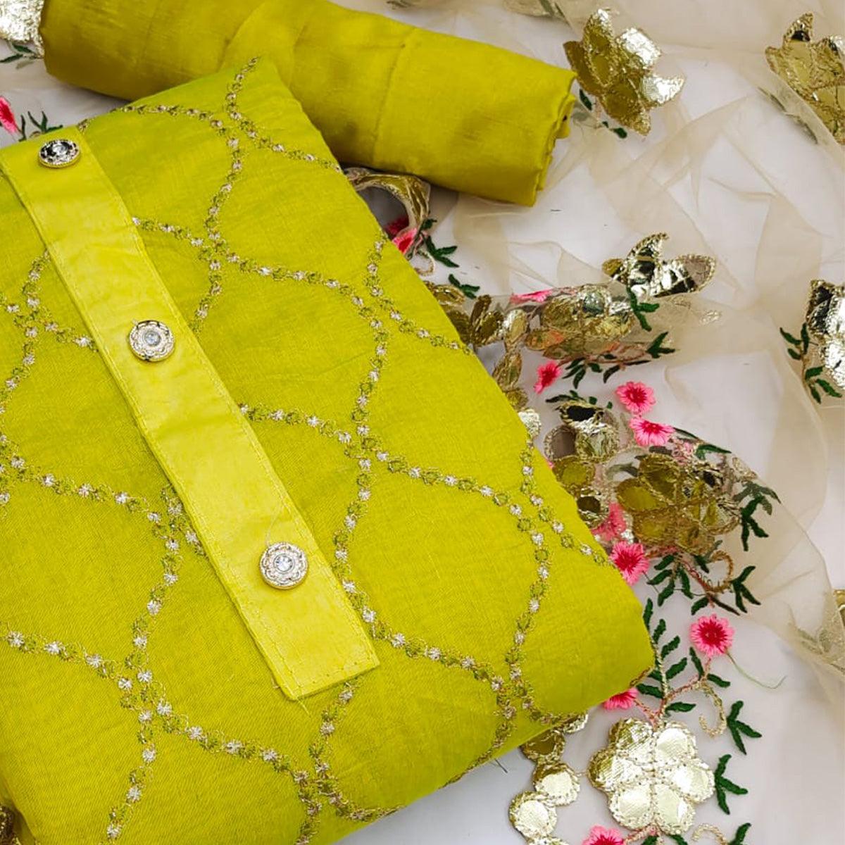 green-festive-wear-embroidered-chanderi-dress-material-125931