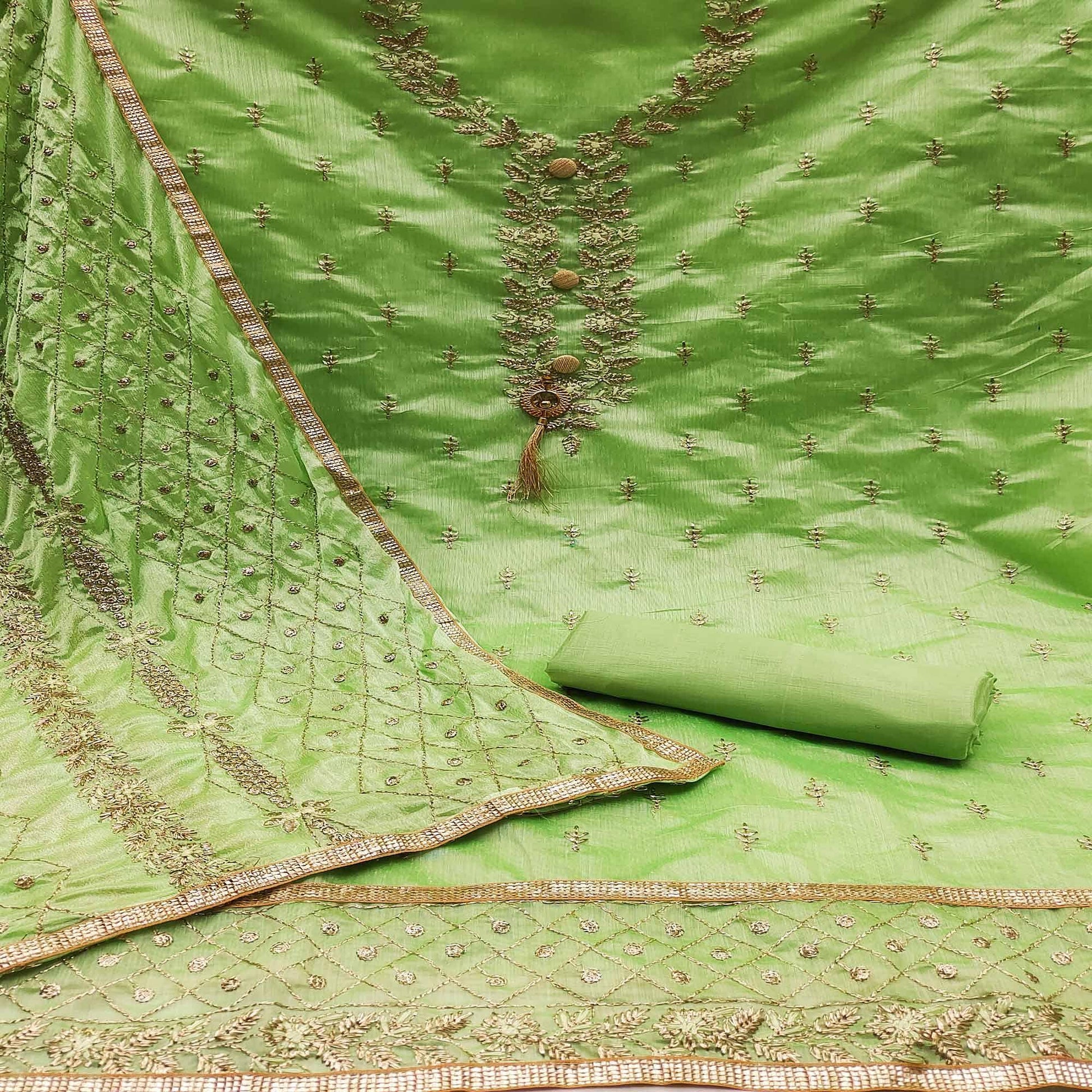 green-festive-wear-embroidered-chanderi-dress-material-142518