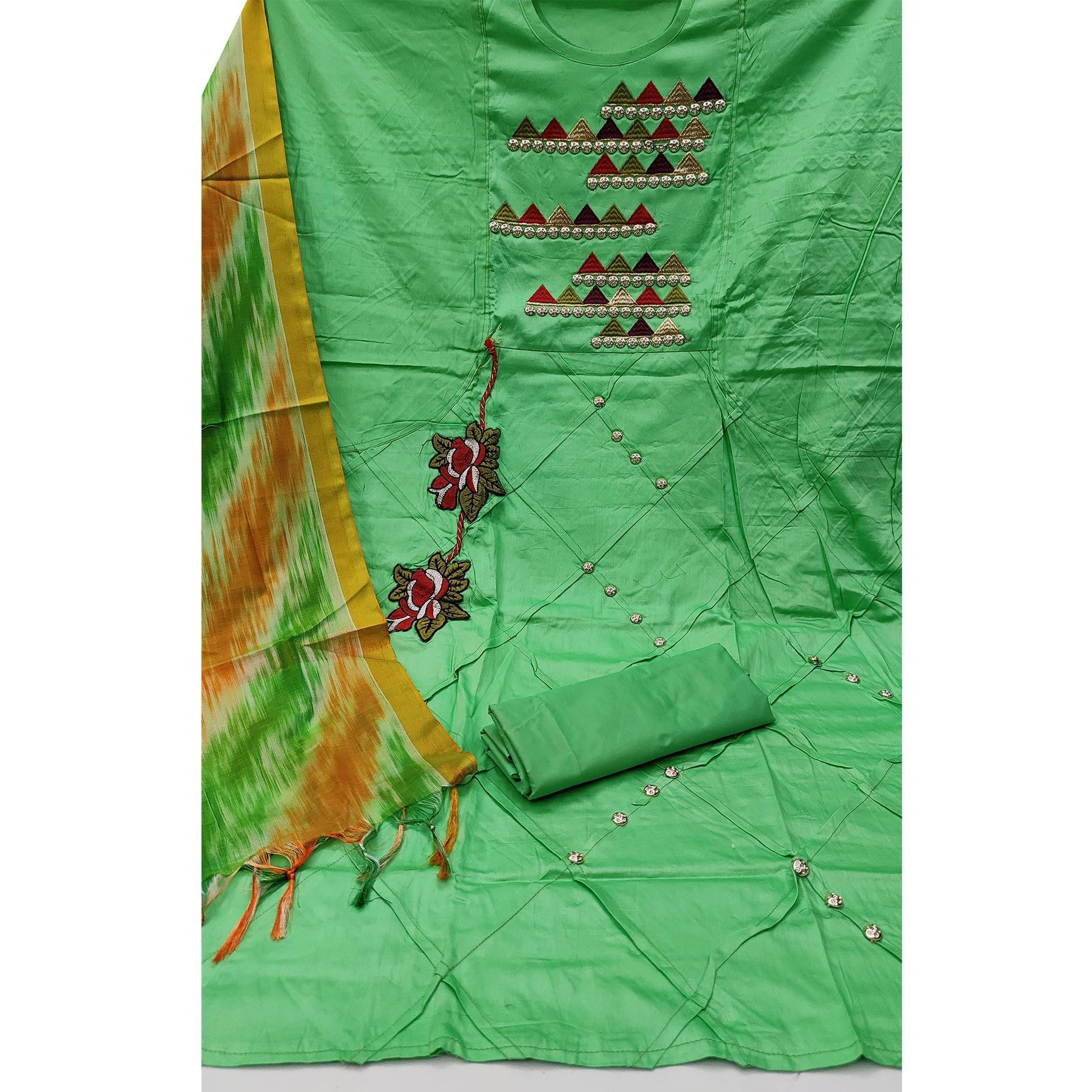 green-festive-wear-embroidered-glass-cotton-dress-material-114949
