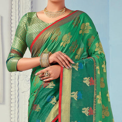 green-festive-wear-embroidered-cotton-handloom-saree-135771