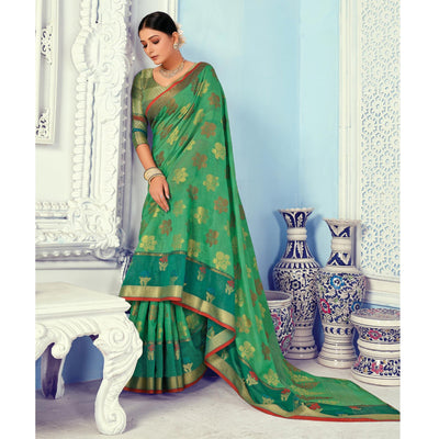 green-festive-wear-embroidered-cotton-handloom-saree-135771