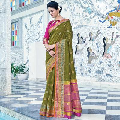 green-festive-wear-embroidered-cotton-saree-118575